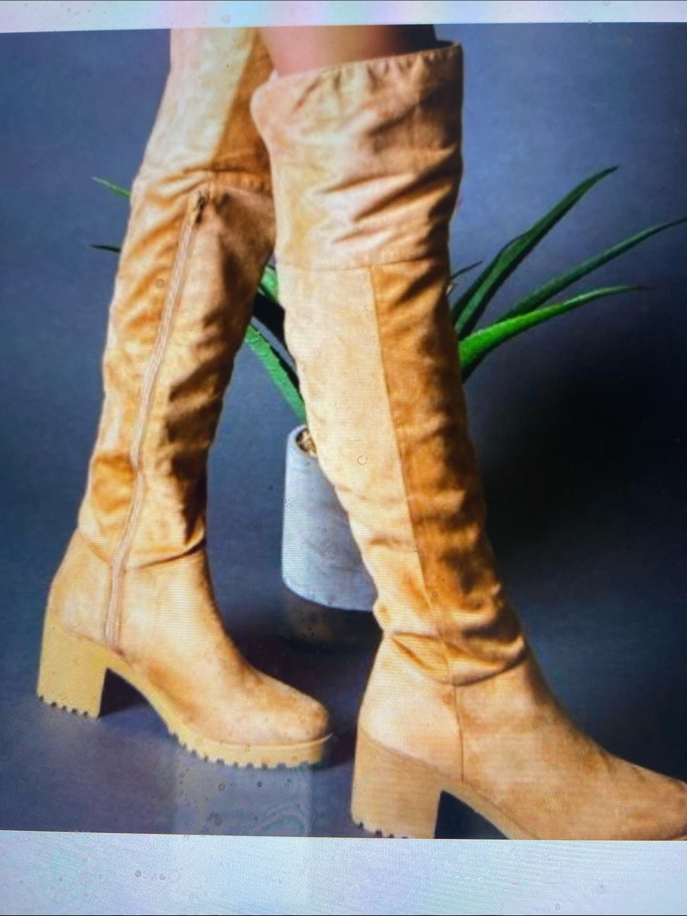 Qupid Timothy Toffee Over-the-Knee Chunky Side Zipper Heel Boots - Size 10 EUC